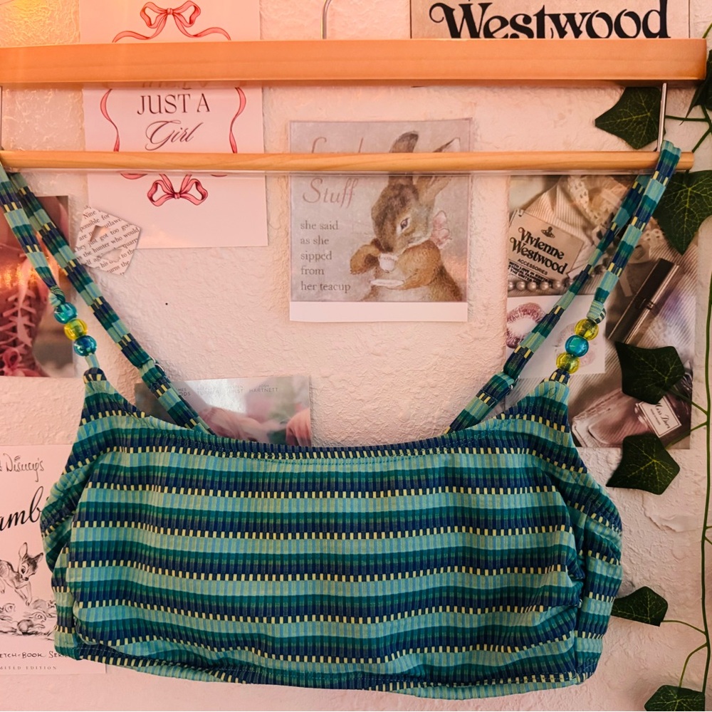 Wild Fable Blue and Green Striped bikini